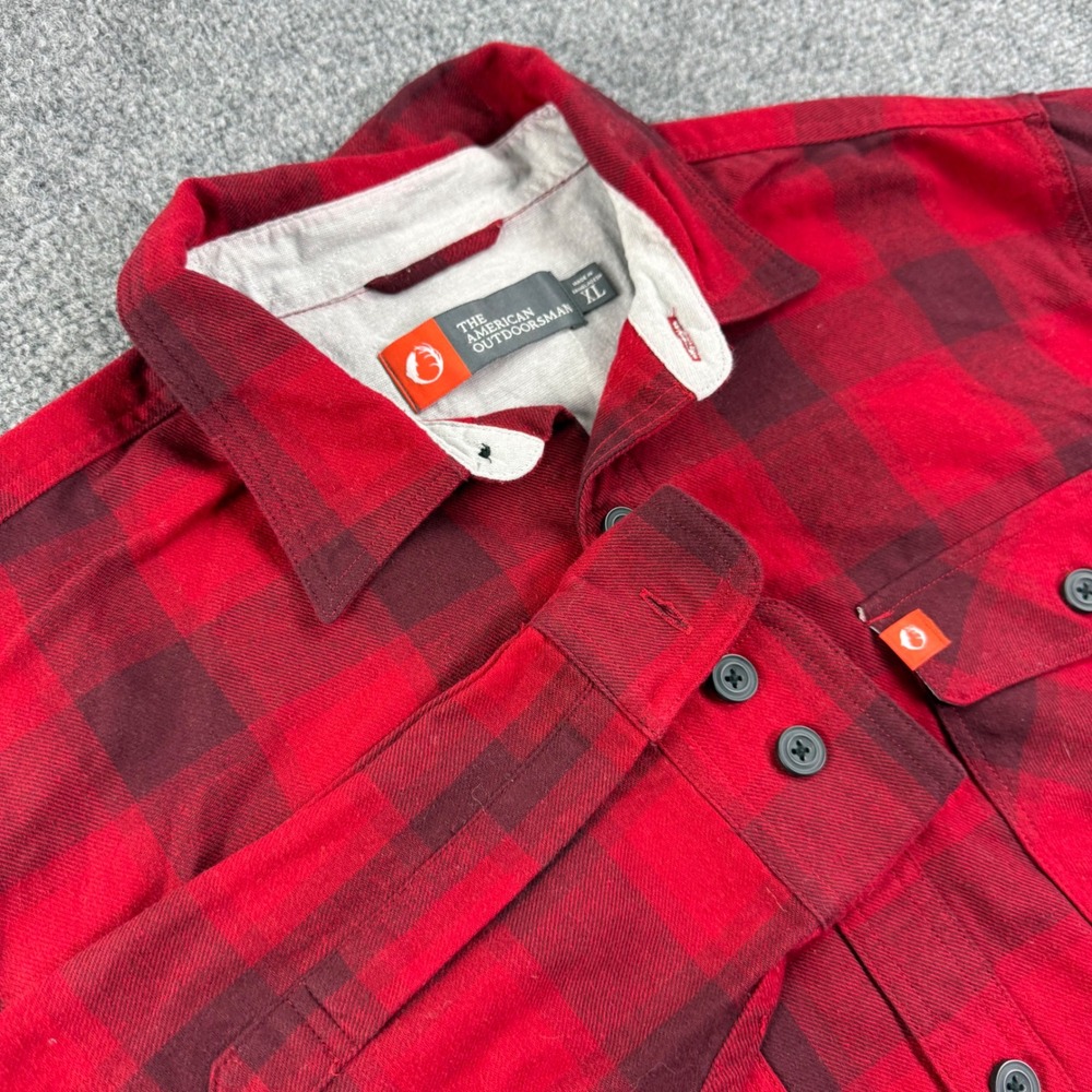 The American Outdoorsman Flannel Shirt XL Red Plaid Button Down Mens